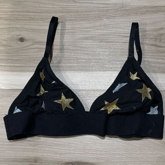 Victoria’s Secret PINK Black Star Bralette Women’s Medium - Picture 1 of 5